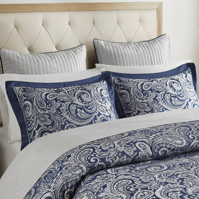 12 Piece Comforter Set with Cotton Bed Sheets Navy Cal King by HouseOfZazla