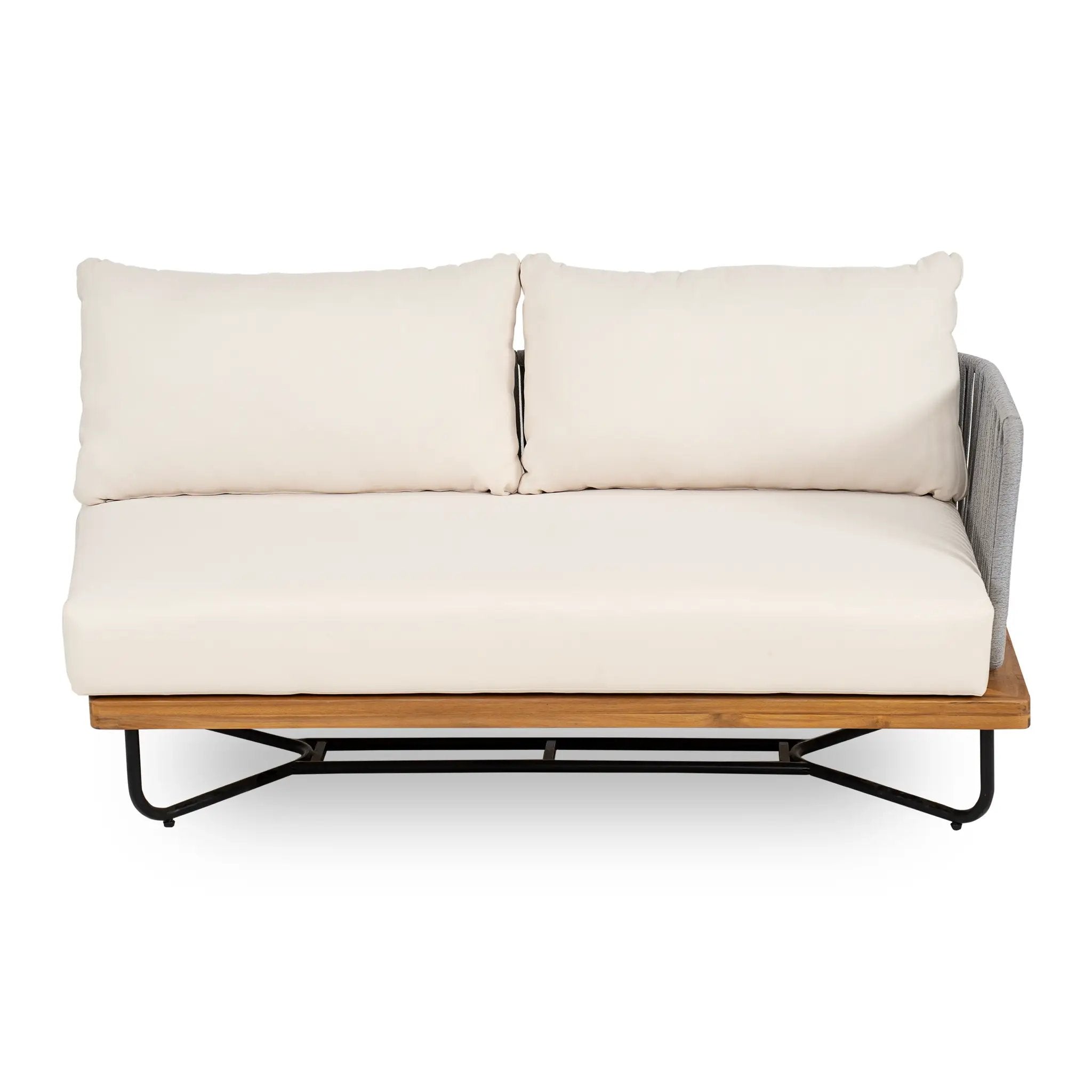 Lucca Outdoor Acacia Wood Rope Woven Sofa Sectional Set by HouseOfZazla
