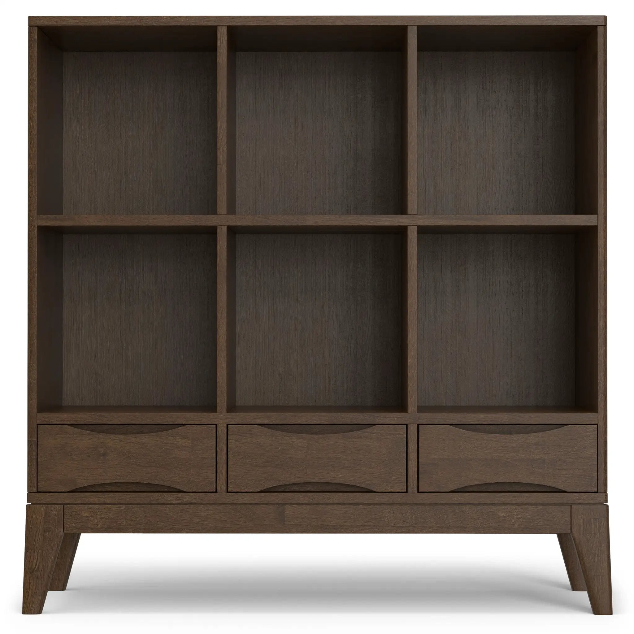 Harper - Low 6 Cube Storage With Drawers - Walnut Brown by Unique Piece Furniture