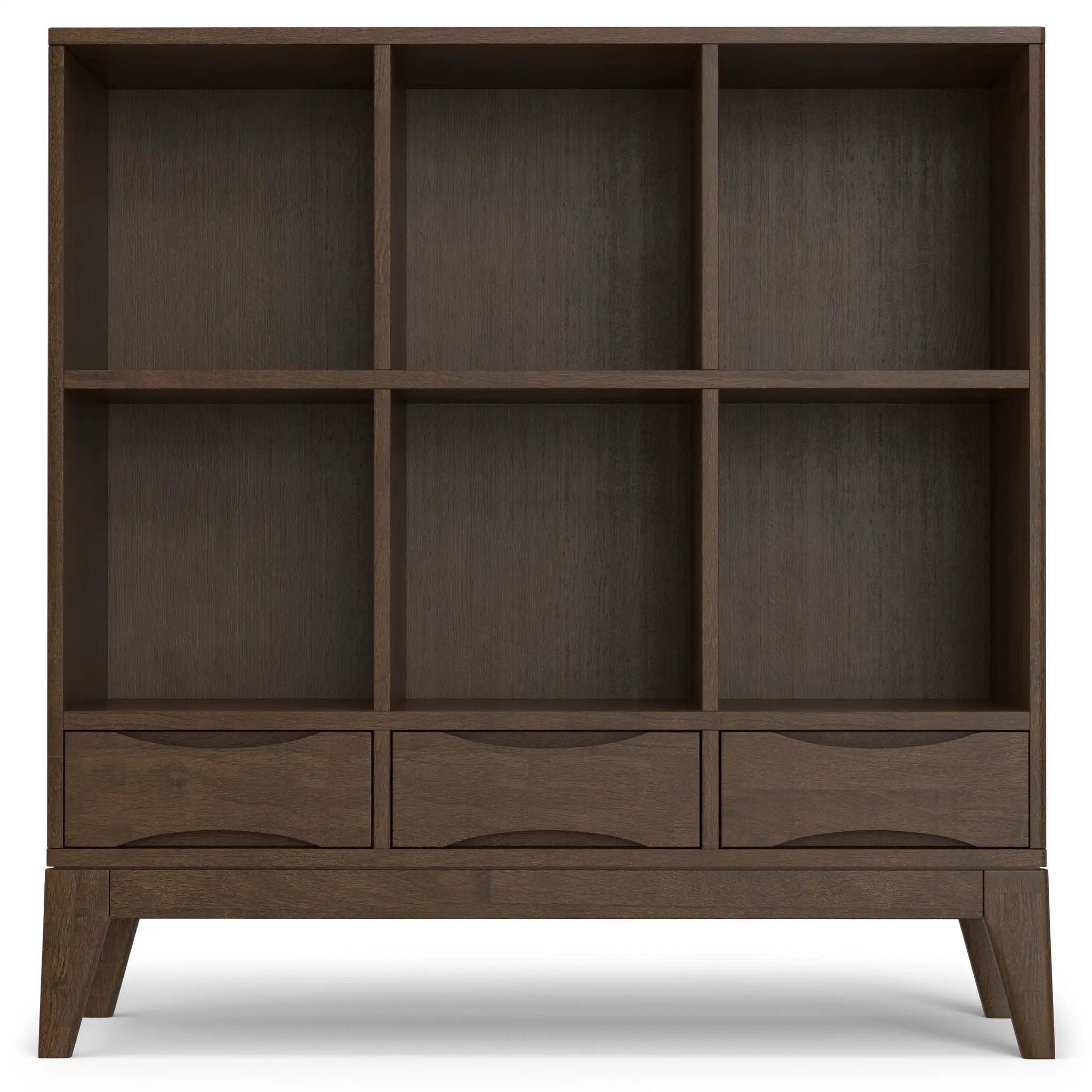 Harper - Low 6 Cube Storage With Drawers - Walnut Brown by HouseOfZazla