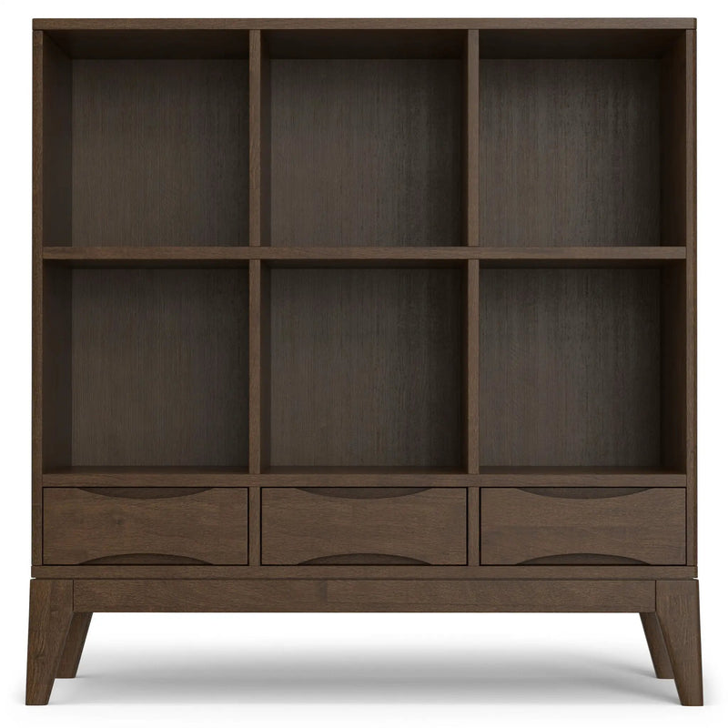 Harper - Low 6 Cube Storage With Drawers - Walnut Brown by HouseOfZazla