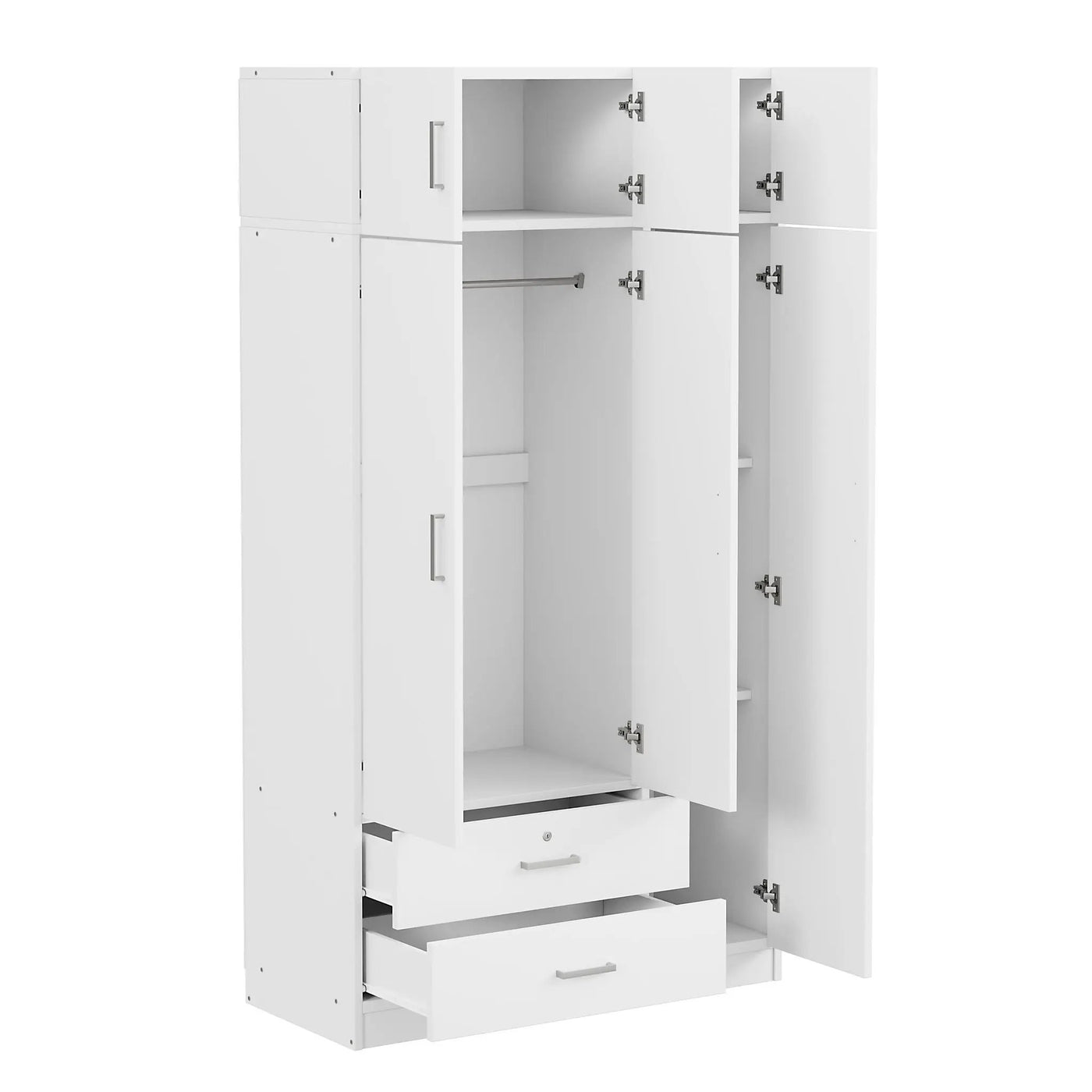 Modern 3 Door Mirror Wardrobe With 2 Drawers And Top Cabinet by Unique Piece Furniture