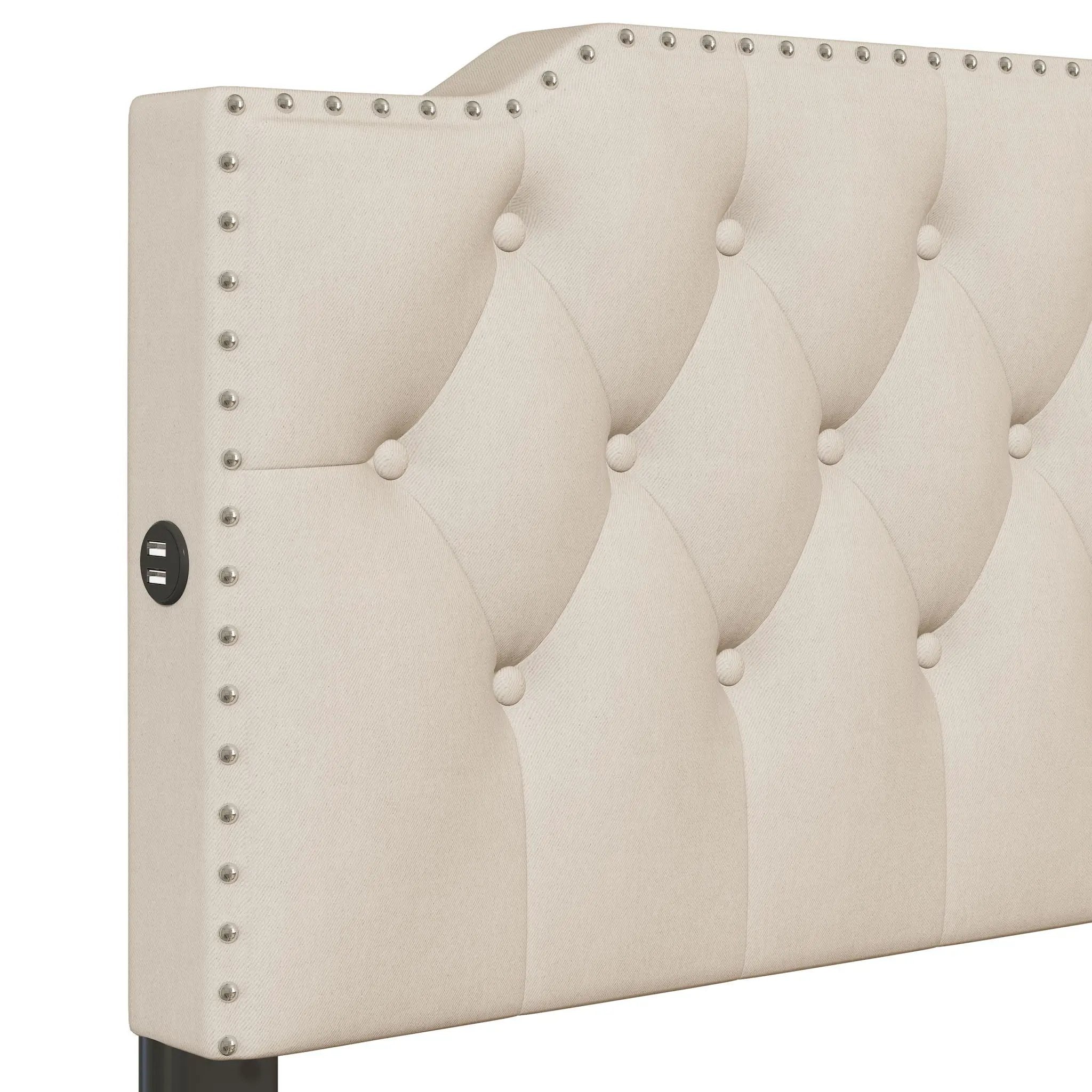 Upholstered Platform Bed With 2 Drawers And 2 Sets Of USB Ports On Each Side, Fabric by HouseOfZazla