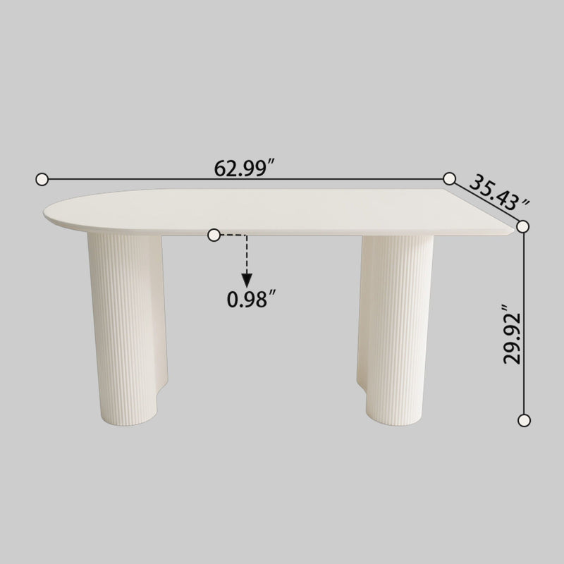 Modern Cream Style Dining Table With Round Wave Legs, 4 - 8 Person - Cream White by HouseOfZazla