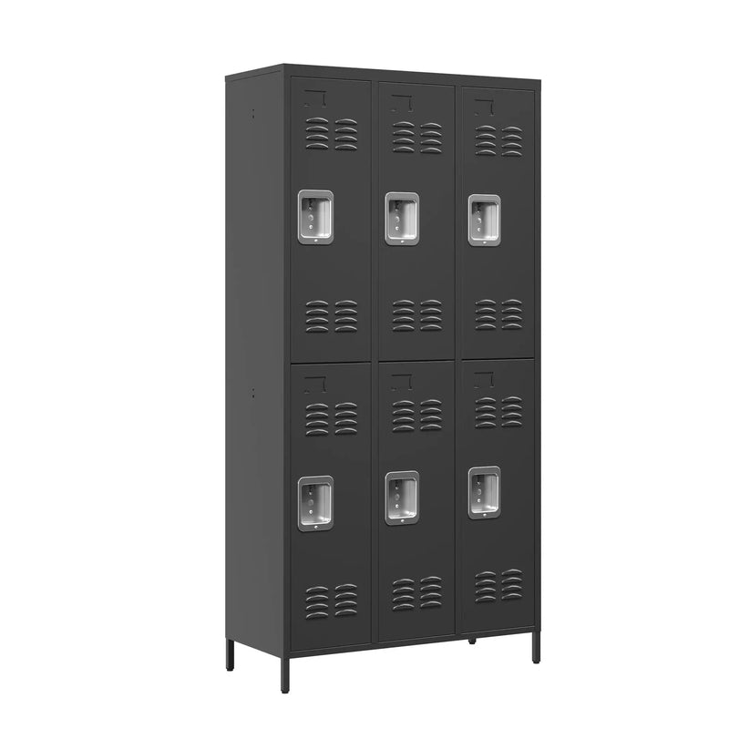 6 Door Lockers With Lock For Secure Storage - Black by Unique Piece Furniture