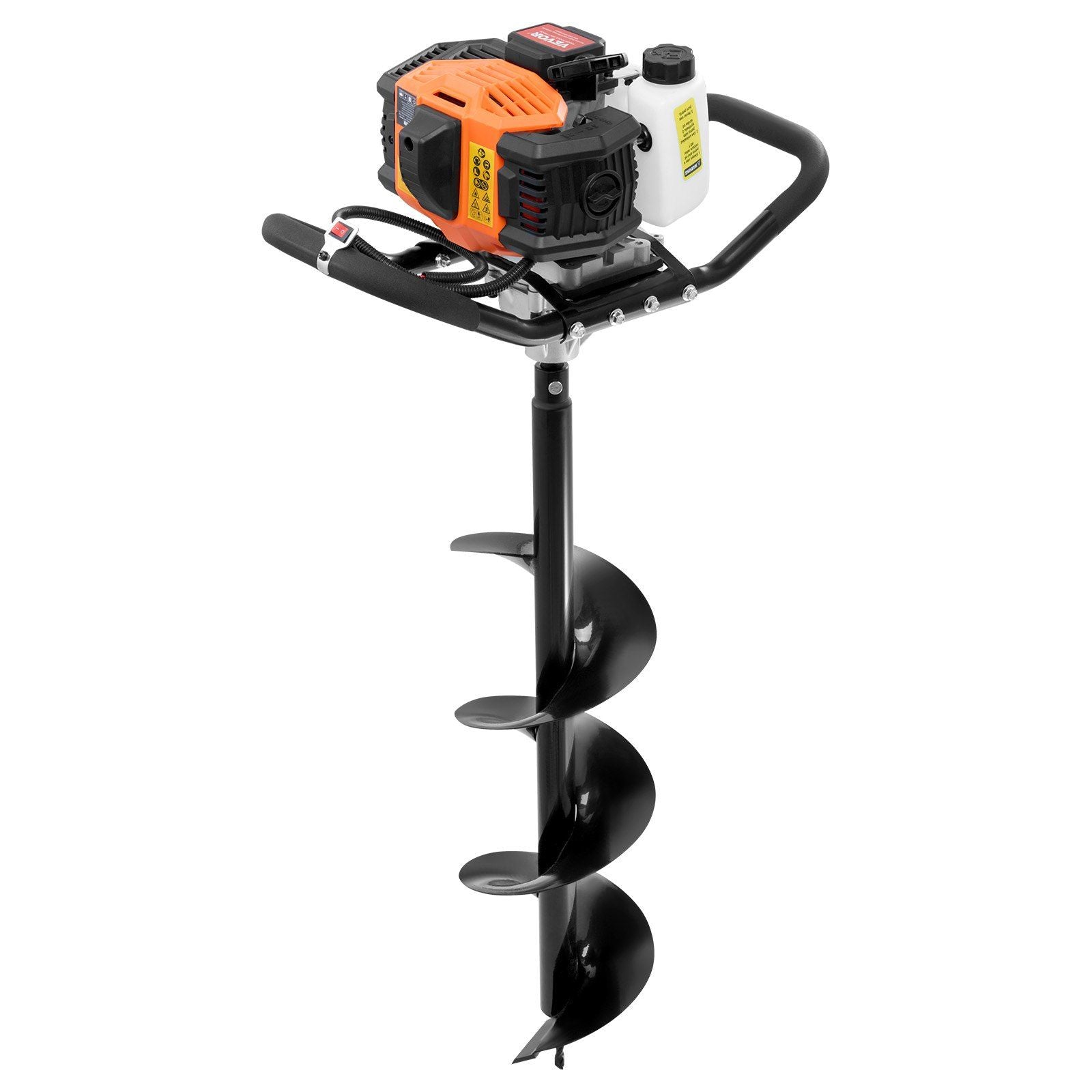 Vevor Gas Post Hole Digger 52Cc 1450W With 8 Drill Bits & Extension Rod Aluminium Alloy - Black by HouseOfZazla