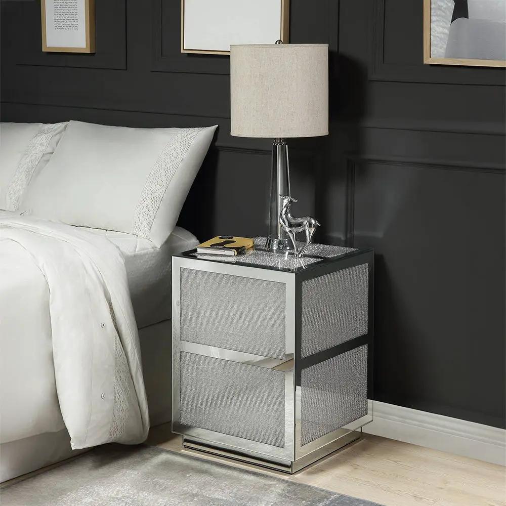 Noralie - 18" End Table With Faux Diamonds - Mirrored by Unique Piece Furniture