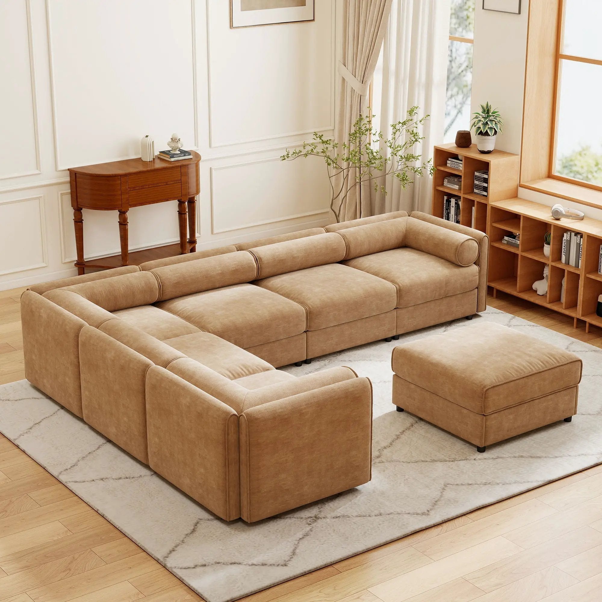 Contemporary Elegant Sofa With Storage And Ottoman by Unique Piece Furniture
