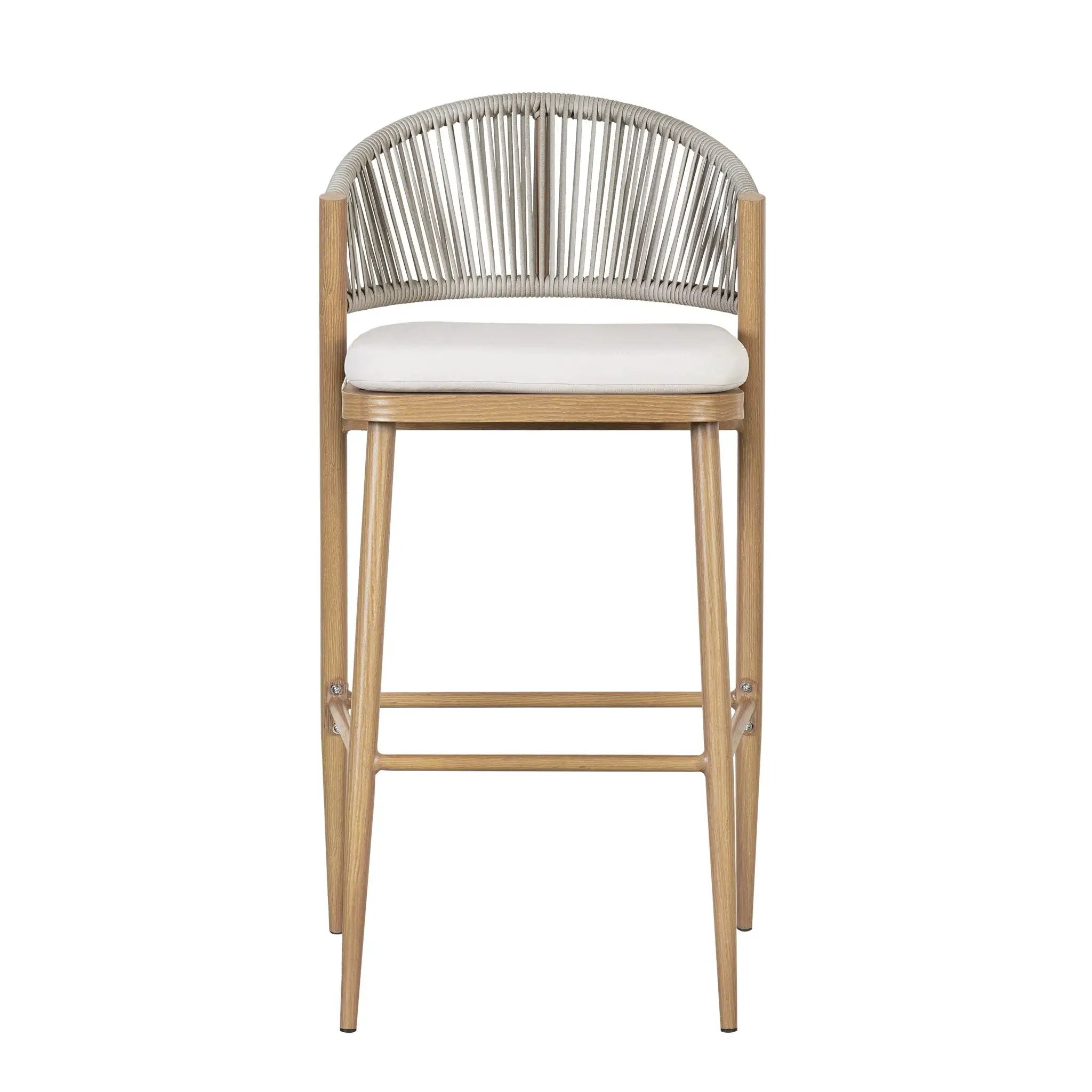Outdoor Bar Height Metal Frame Counter Stools with Scallop-Shaped Backrest & Water-Resistant Cushions by HouseOfZazla