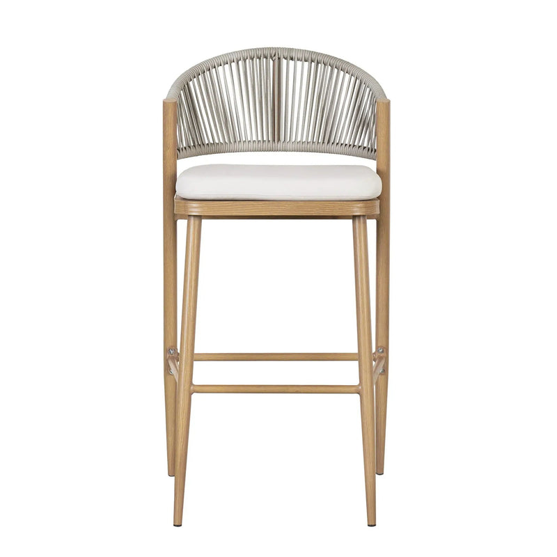 Outdoor Bar Height Metal Frame Counter Stools with Scallop-Shaped Backrest & Water-Resistant Cushions by HouseOfZazla