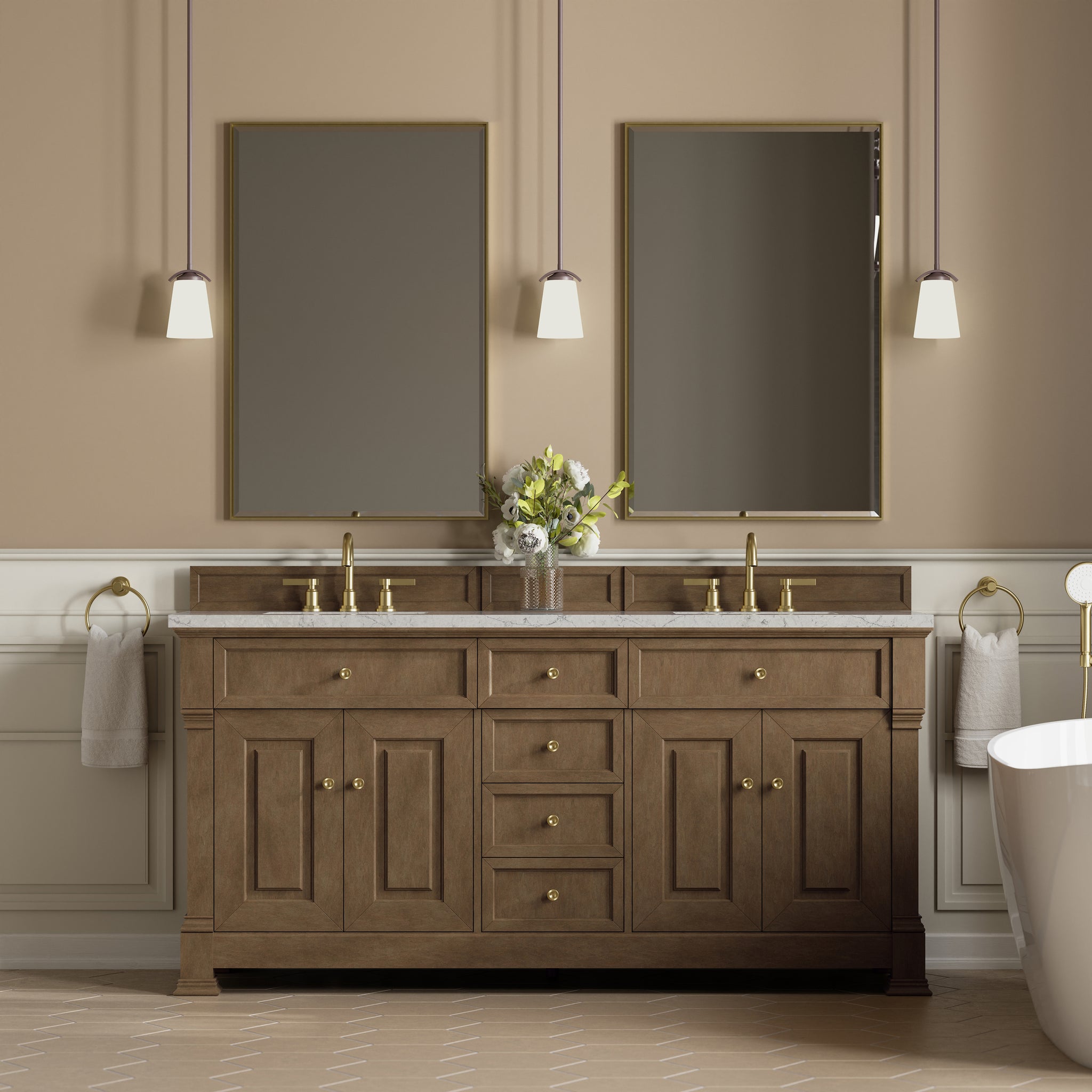 James Martin Brookfield 72" Double Bathroom Vanity, Pecan, view 39