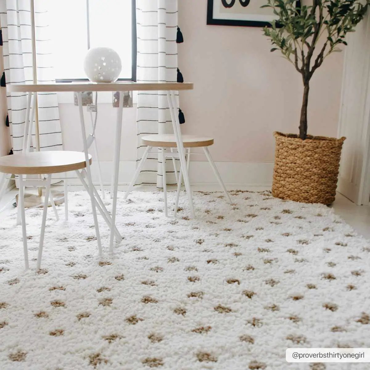 Chaia Dotted Cream & Brown Plush Rug by Boutique Rugs
