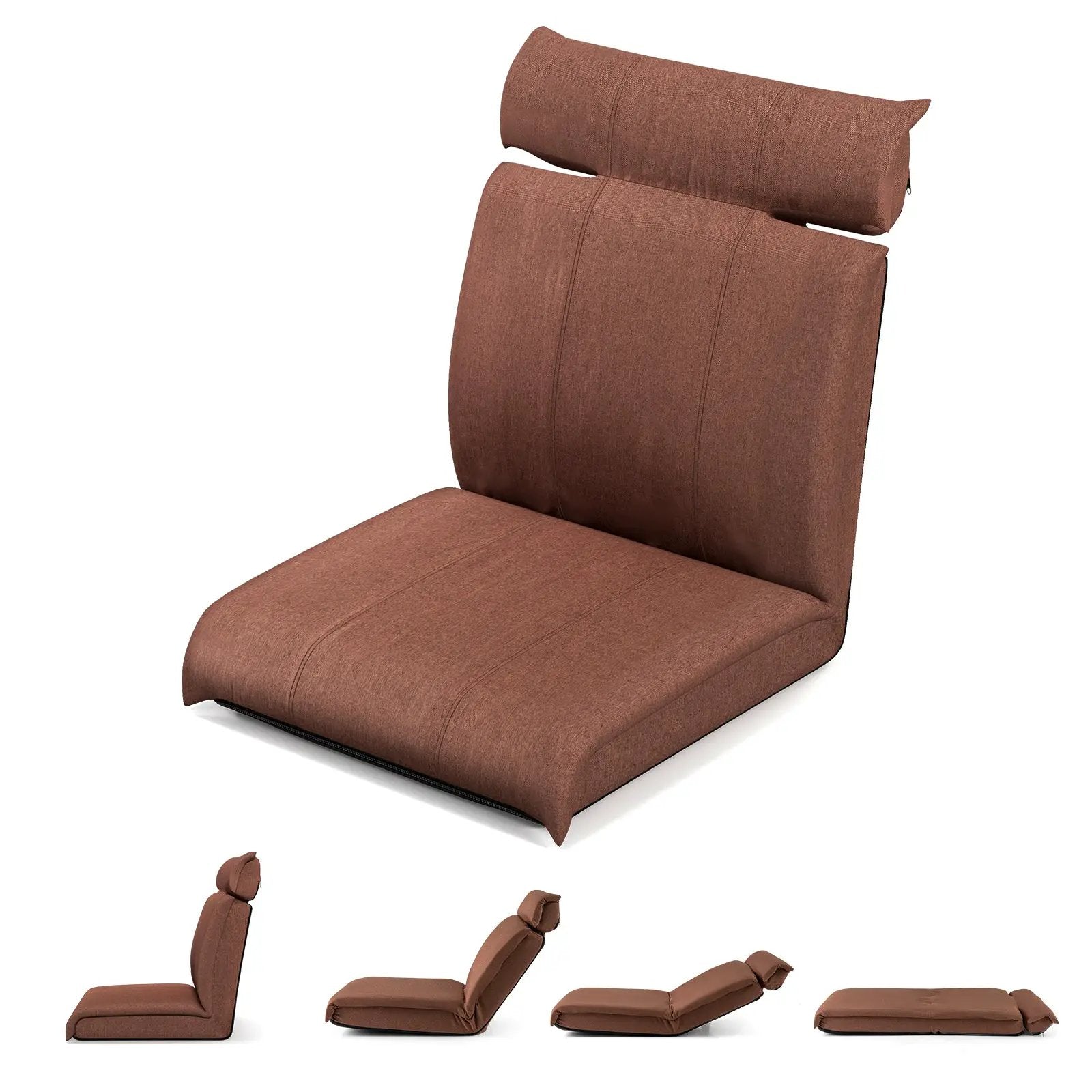 Folding Floor Chair with 14-Position Adjustable Backrest by DirectDeals