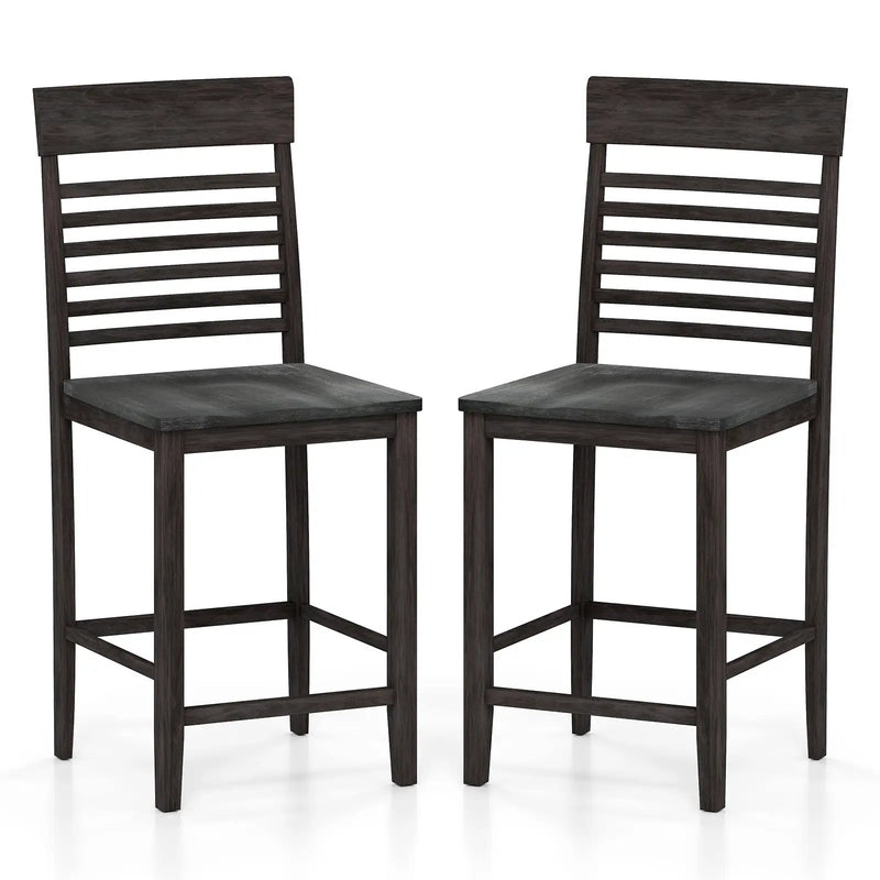 Dining Chair Set of 2 with Footrests and Solid Wood Frame by DirectDeals
