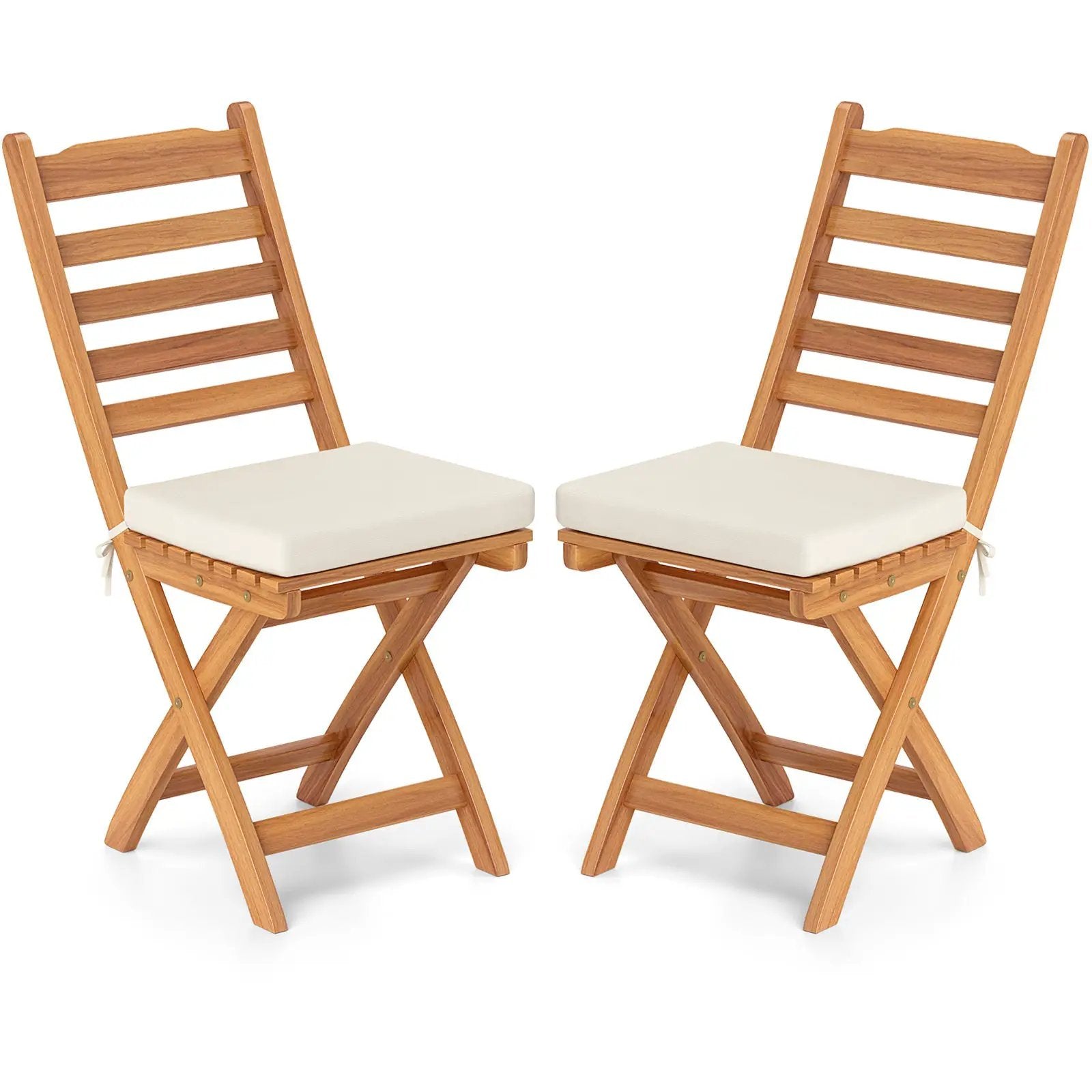 Patio Folding Chairs Set of 2 with Soft Seat Cushion by DirectDeals