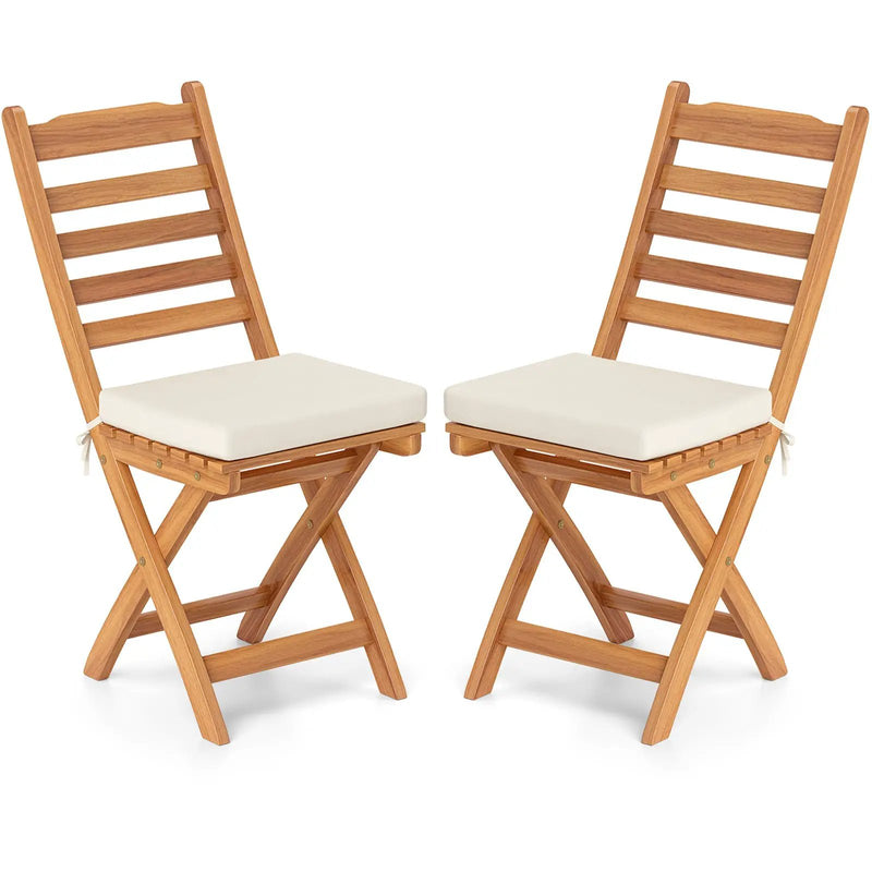 Patio Folding Chairs Set of 2 with Soft Seat Cushion by DirectDeals