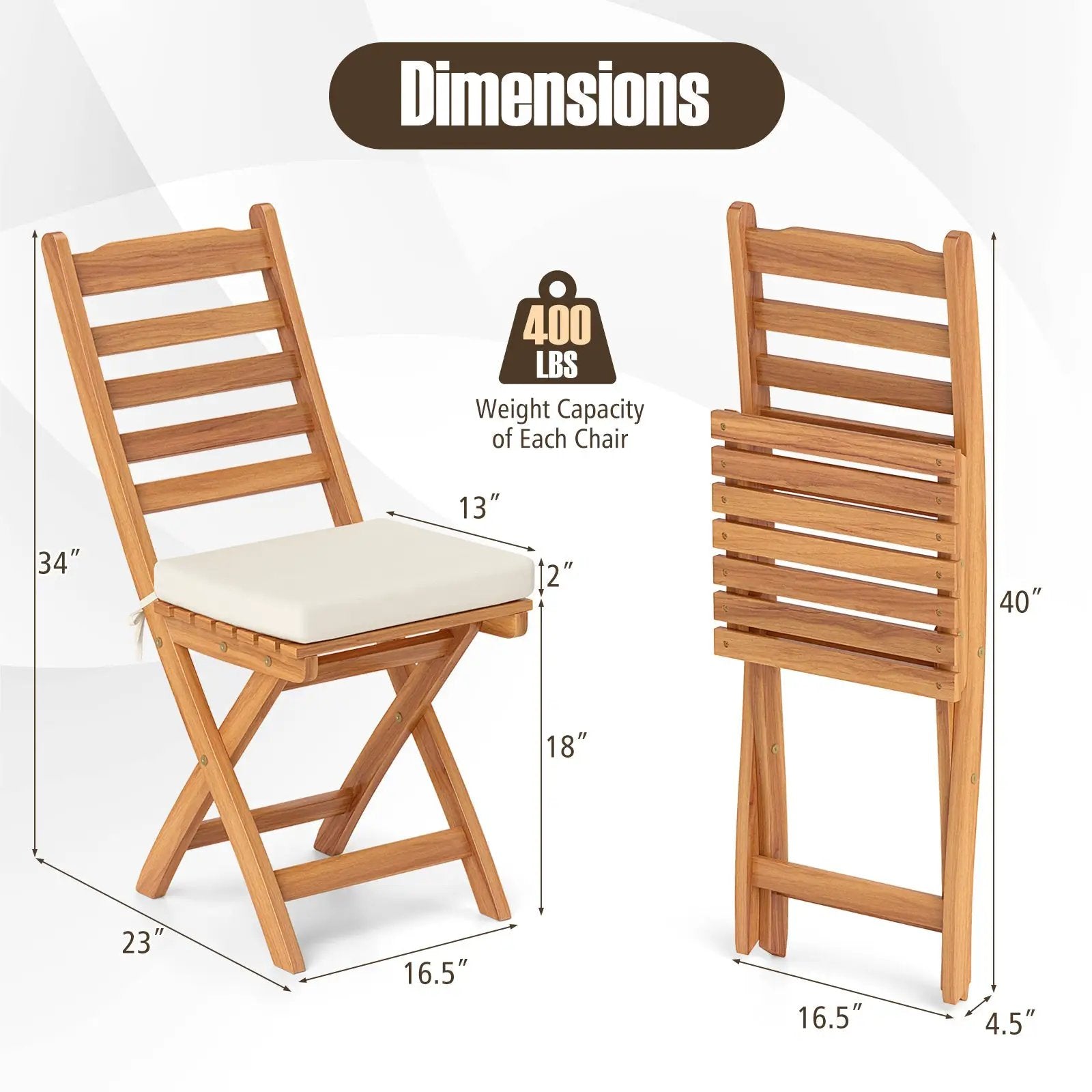 Patio Folding Chairs Set of 2 with Soft Seat Cushion by DirectDeals