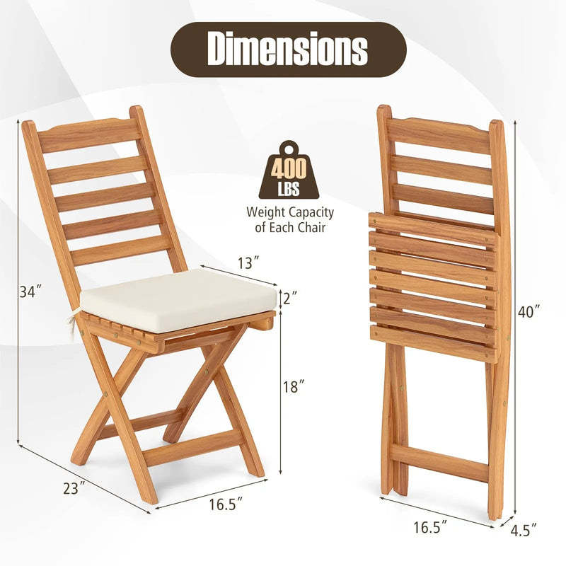 Patio Folding Chairs Set of 2 with Soft Seat Cushion by DirectDeals