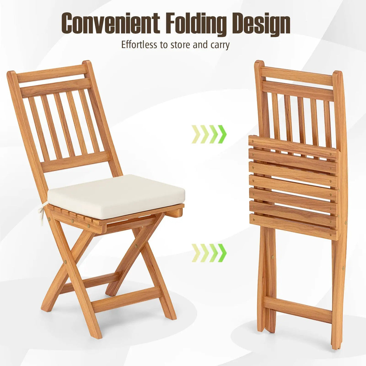 Patio Folding Chairs Set of 2 with Soft Seat Cushion, photo 5 of 5
