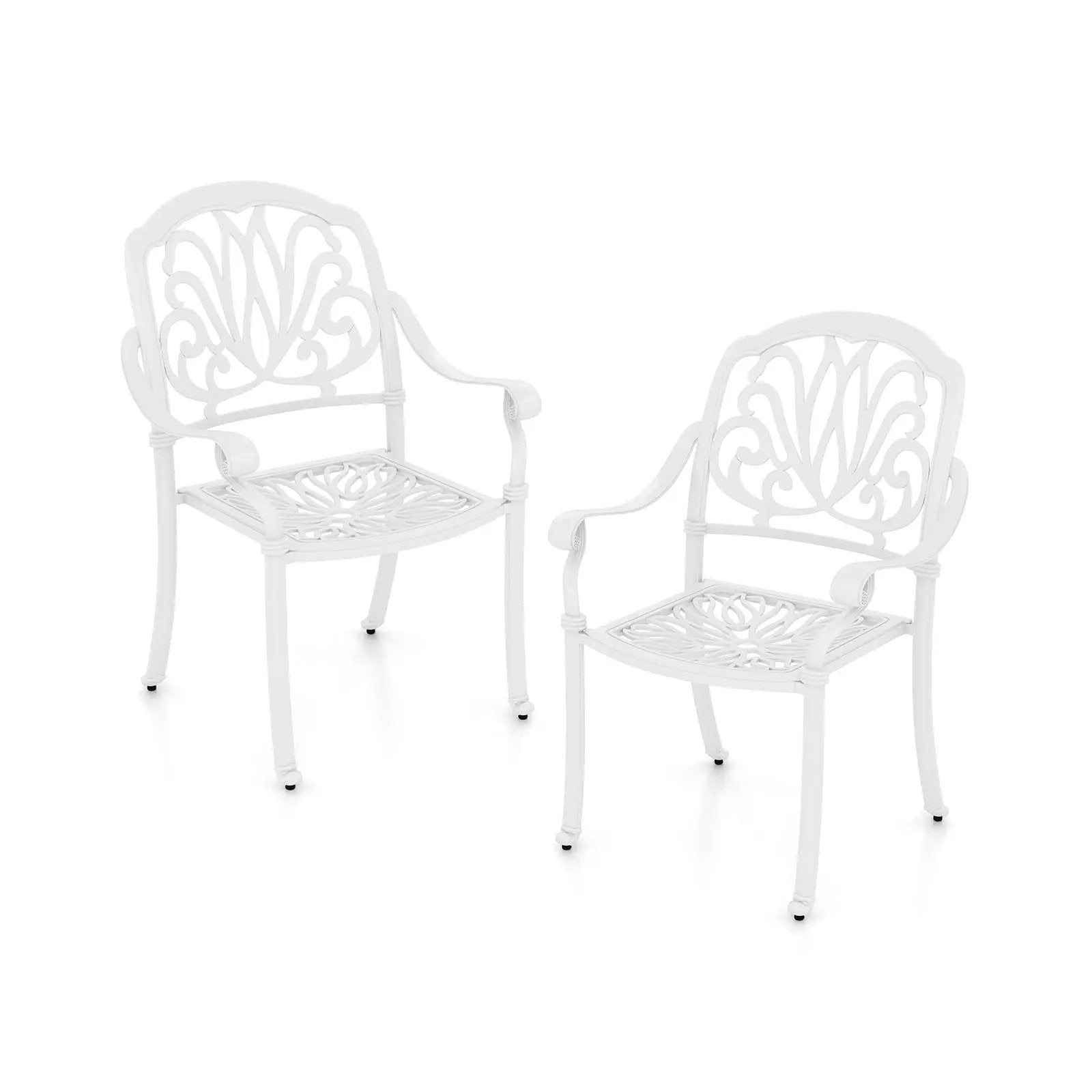 2 Pieces Patio Cast Aluminum Dining Chairs with Armrests-Bronze by DirectDeals