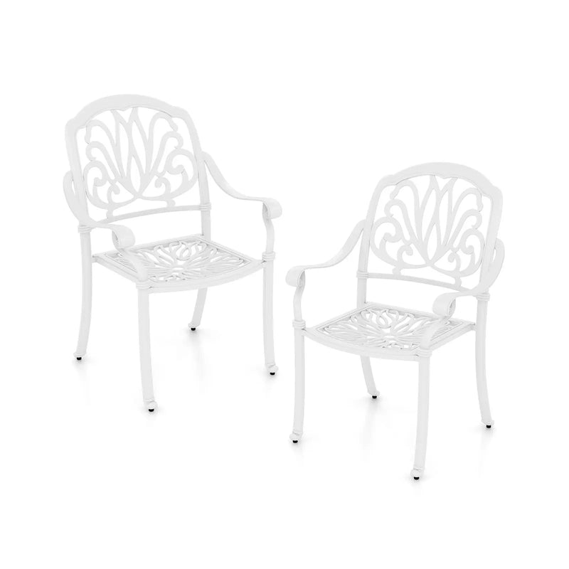 2 Pieces Patio Cast Aluminum Dining Chairs with Armrests-Bronze by DirectDeals
