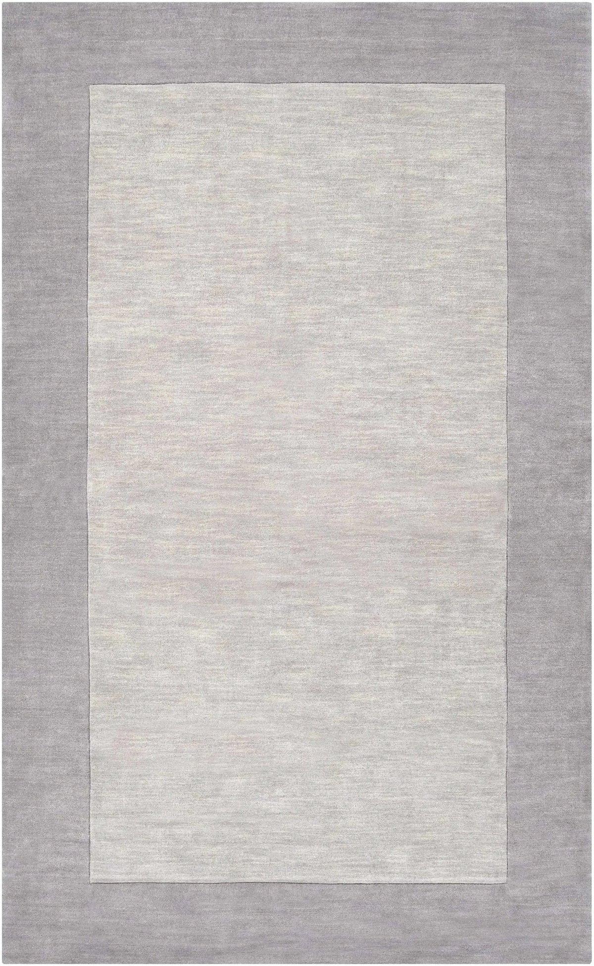 Bordered Solid Gray Wool Rug
