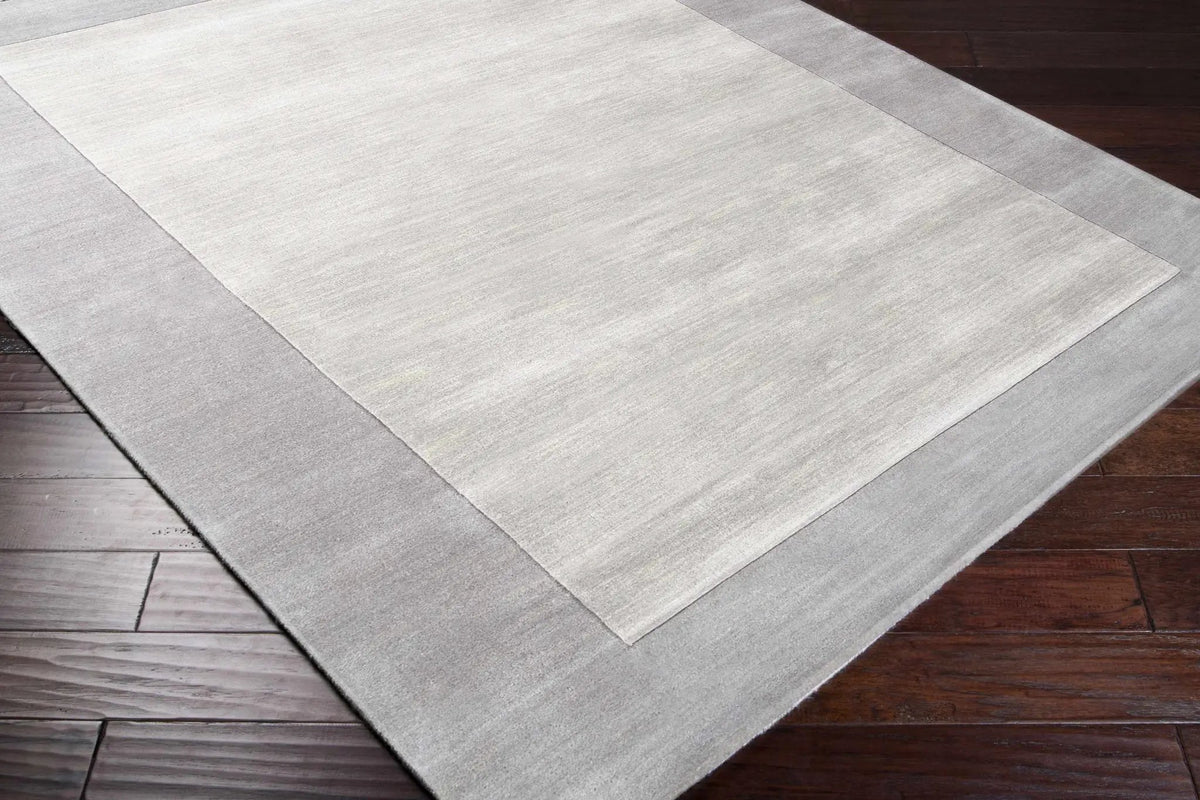 Bordered Solid Gray Wool Rug, photo 9 of 16