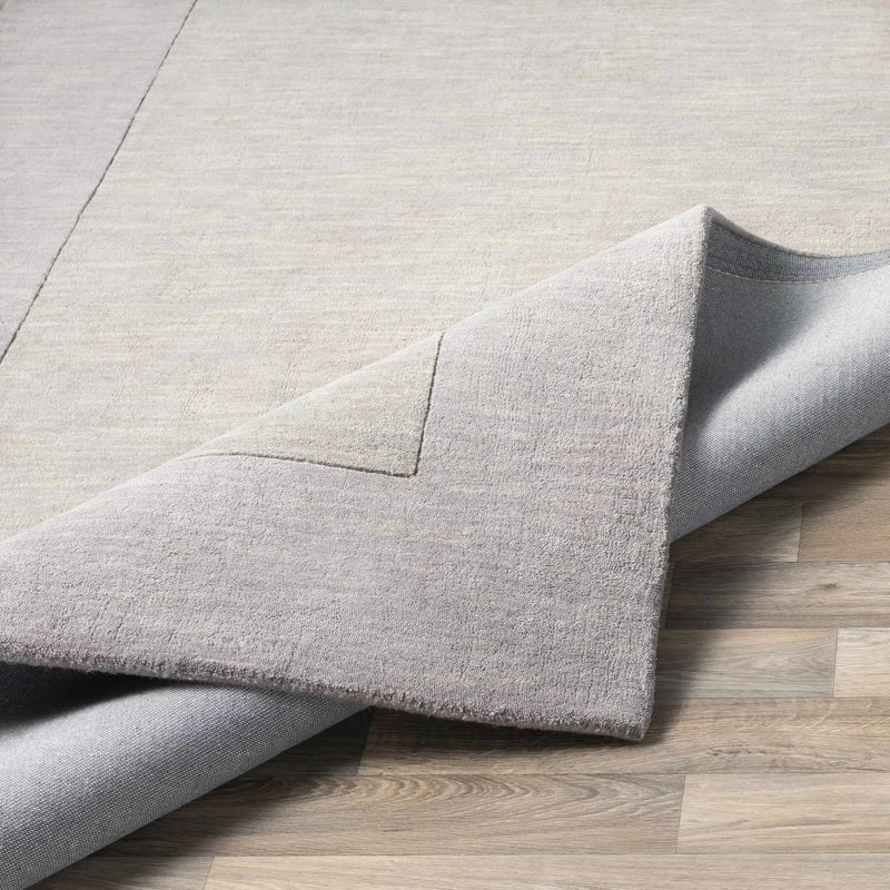 Bordered Solid Gray Wool Rug by Boutique Rugs