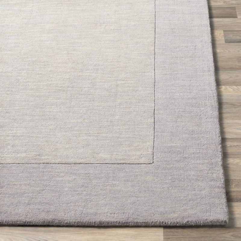 Bordered Solid Gray Wool Rug by Boutique Rugs