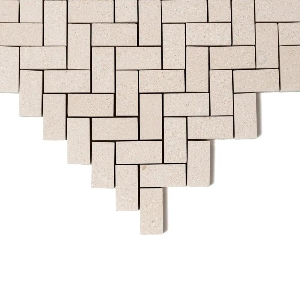 Champagne Honed Herringbone 1/2 Marble Mosaics 10x13 by Stonetiledepot