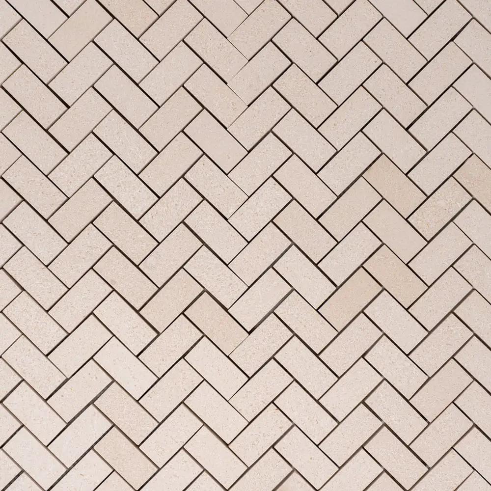 Champagne Honed Herringbone 1/2 Marble Mosaics 10x13 by Stonetiledepot
