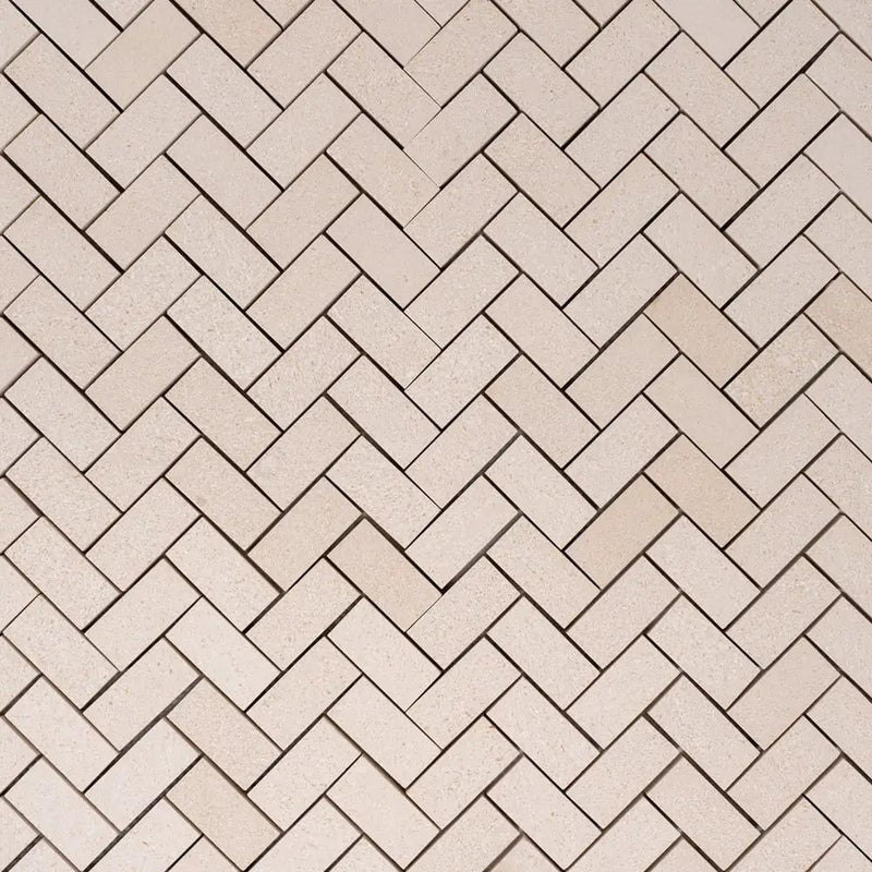 Champagne Honed Herringbone 1/2 Marble Mosaics 10x13 by Stonetiledepot