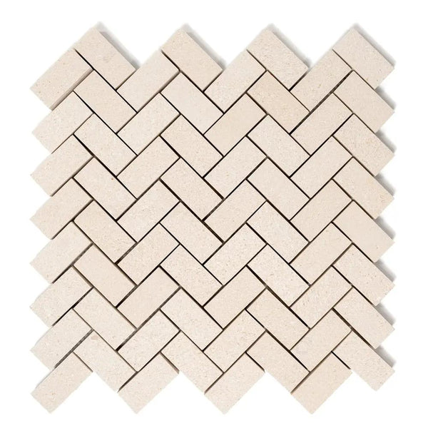Champagne Honed Herringbone 1/2 Marble Mosaics 10x13