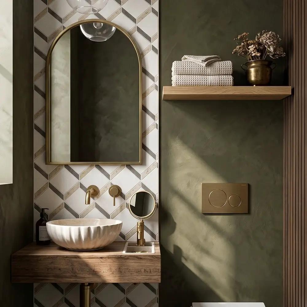 Champagne, Seashell, Bosphorus Honed Steps 3d Limestone Mosaics 14 9/16x14 15/16 by Stonetiledepot