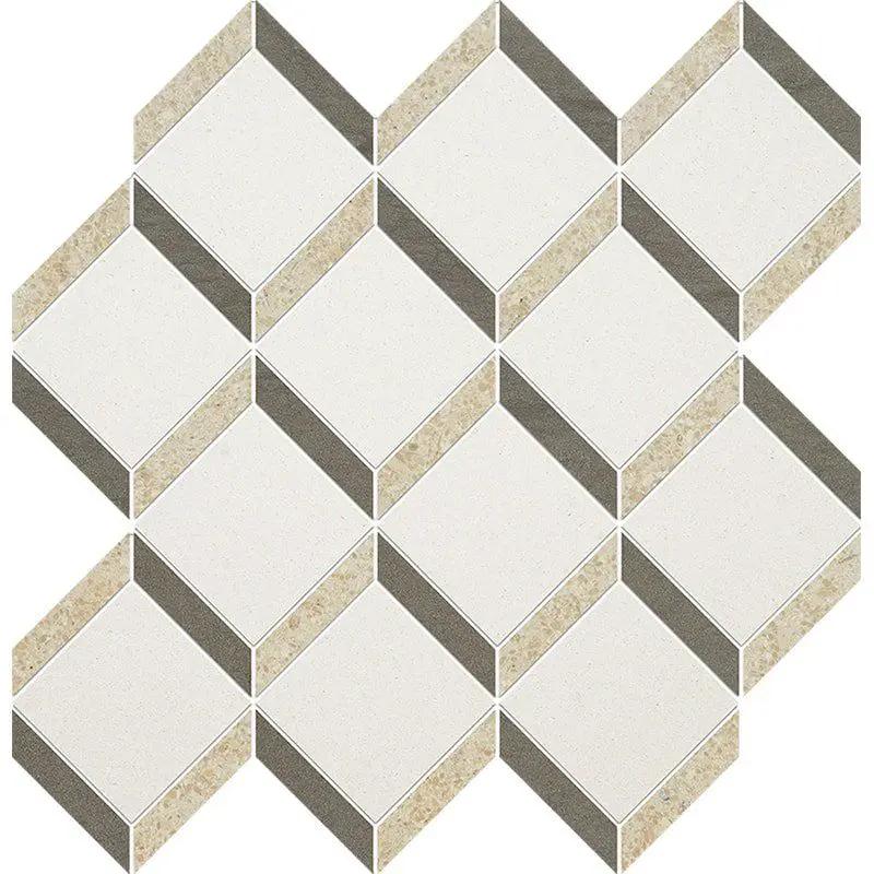 Champagne, Seashell, Bosphorus Honed Steps 3d Limestone Mosaics 14 9/16x14 15/16 by Stonetiledepot