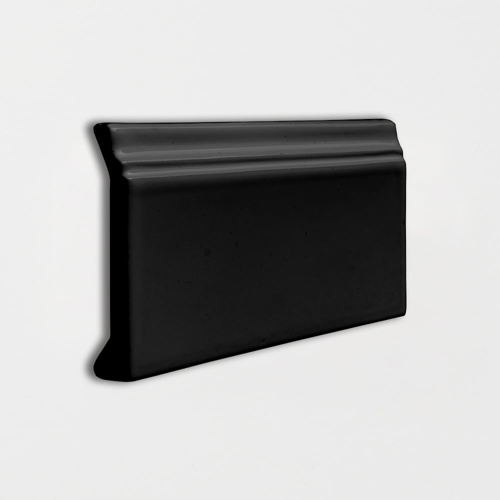 Midnight Glossy Base Trim Ceramic Moldings 4 3/16x6 Ceramic Glossy 4x8 Moldings