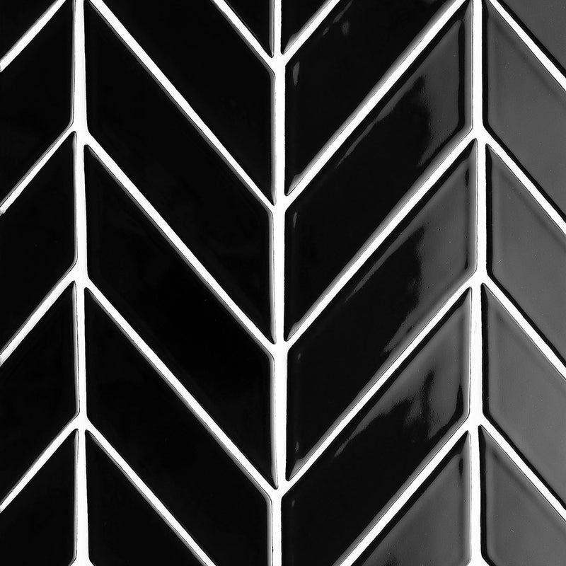 Midnight Glossy Chevron Ceramic Tiles 2x6 Ceramic Glossy 2x6 Tiles — 2