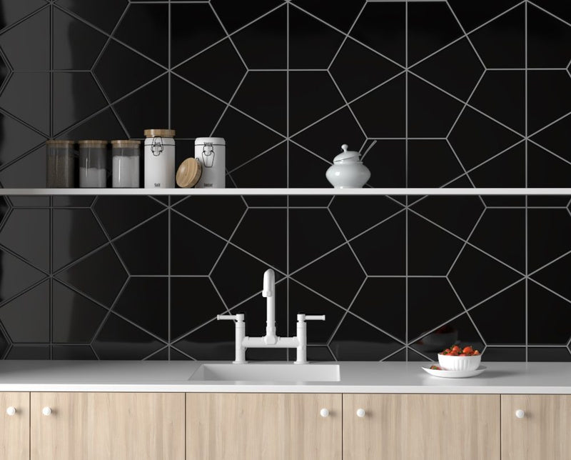 Midnight Glossy Diamante Ceramic Tiles 6x6 Ceramic Glossy 8x8 Tiles — 2