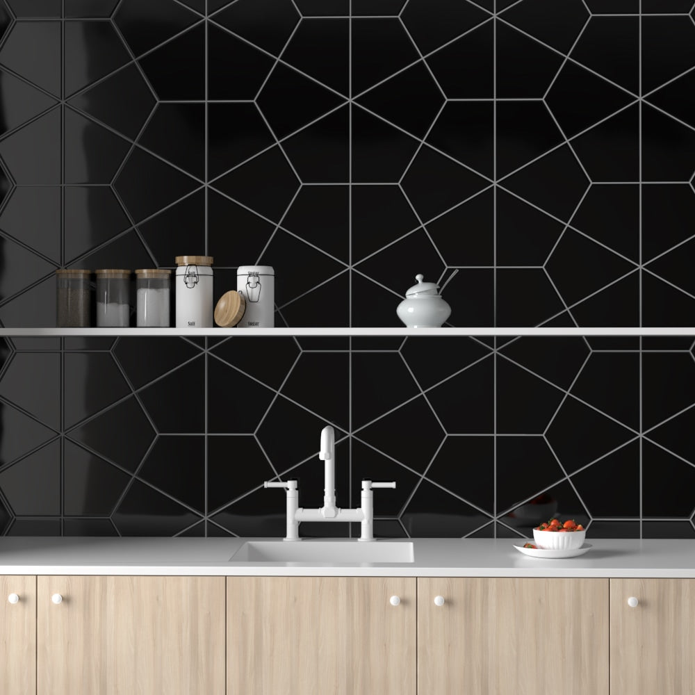 Midnight Glossy Diamante Ceramic Tiles 6x6 Ceramic Glossy 8x8 Tiles — 3