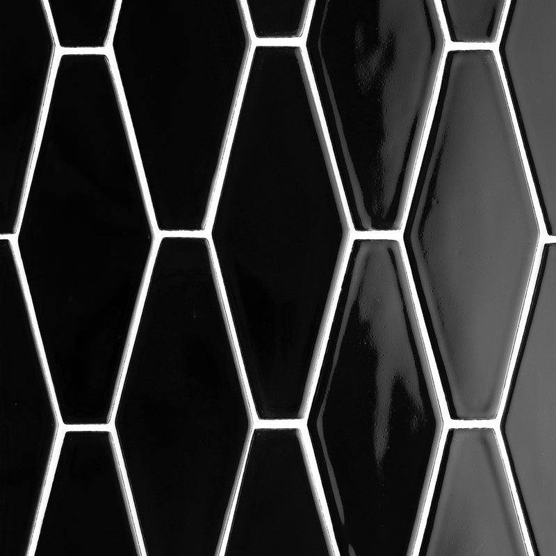 Midnight Glossy Longest Hexagon Ceramic Tiles 3x7 7/8 Ceramic Glossy 2x8 Tiles — 2