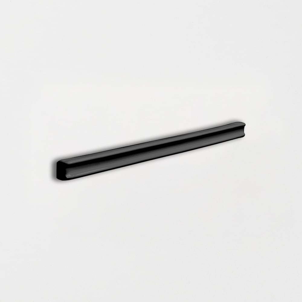 Midnight Glossy Pencil Trim Ceramic Moldings 5/8x6 Ceramic Glossy 2x6 Moldings