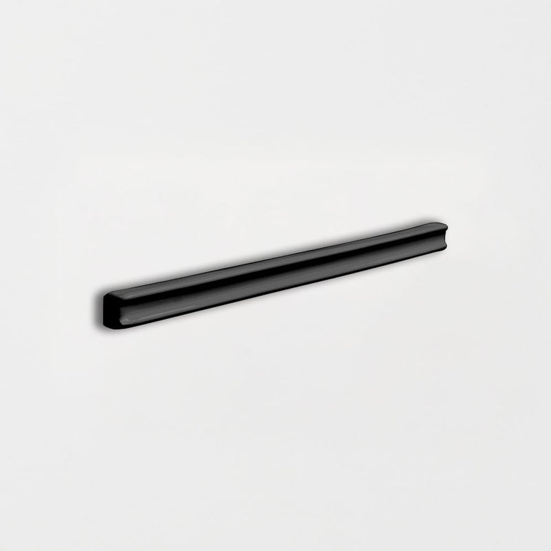 Midnight Glossy Pencil Trim Ceramic Moldings 5/8x6 Ceramic Glossy 2x6 Moldings