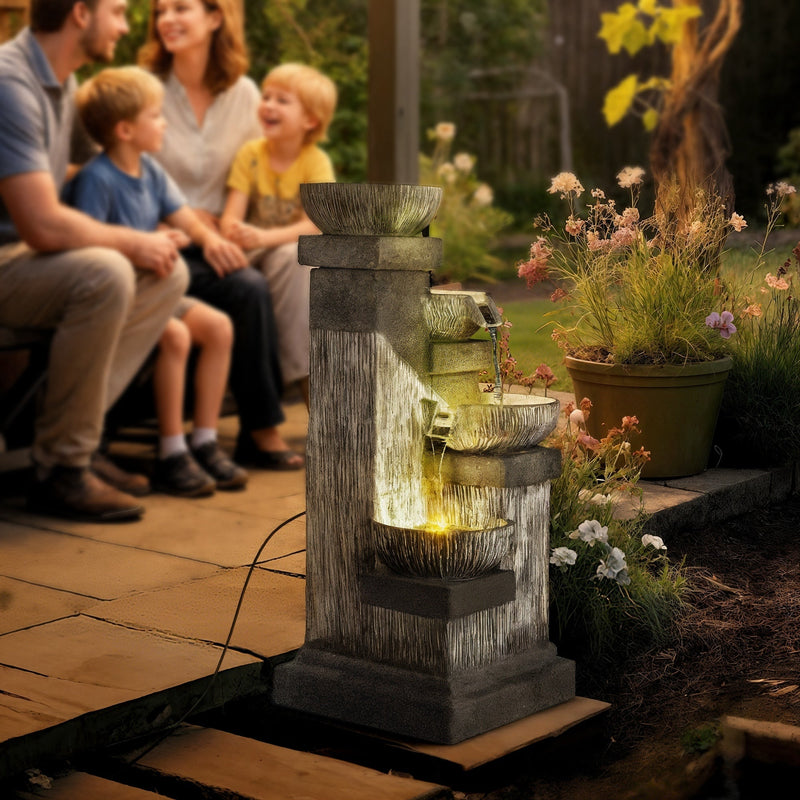 Resin Tiered Outdoor Fountain 4 Bowl Two Tone, photo 9 of 10