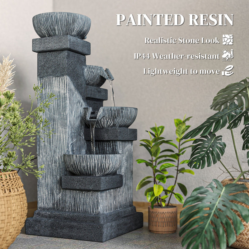 Resin Tiered Outdoor Fountain 4 Bowl Two Tone, photo 4 of 10