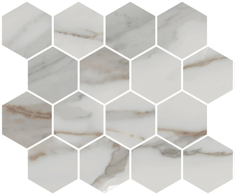 Charme Calacatta Gold Cove Base Marble Look Porcelain 6x12 by landmarkceramics