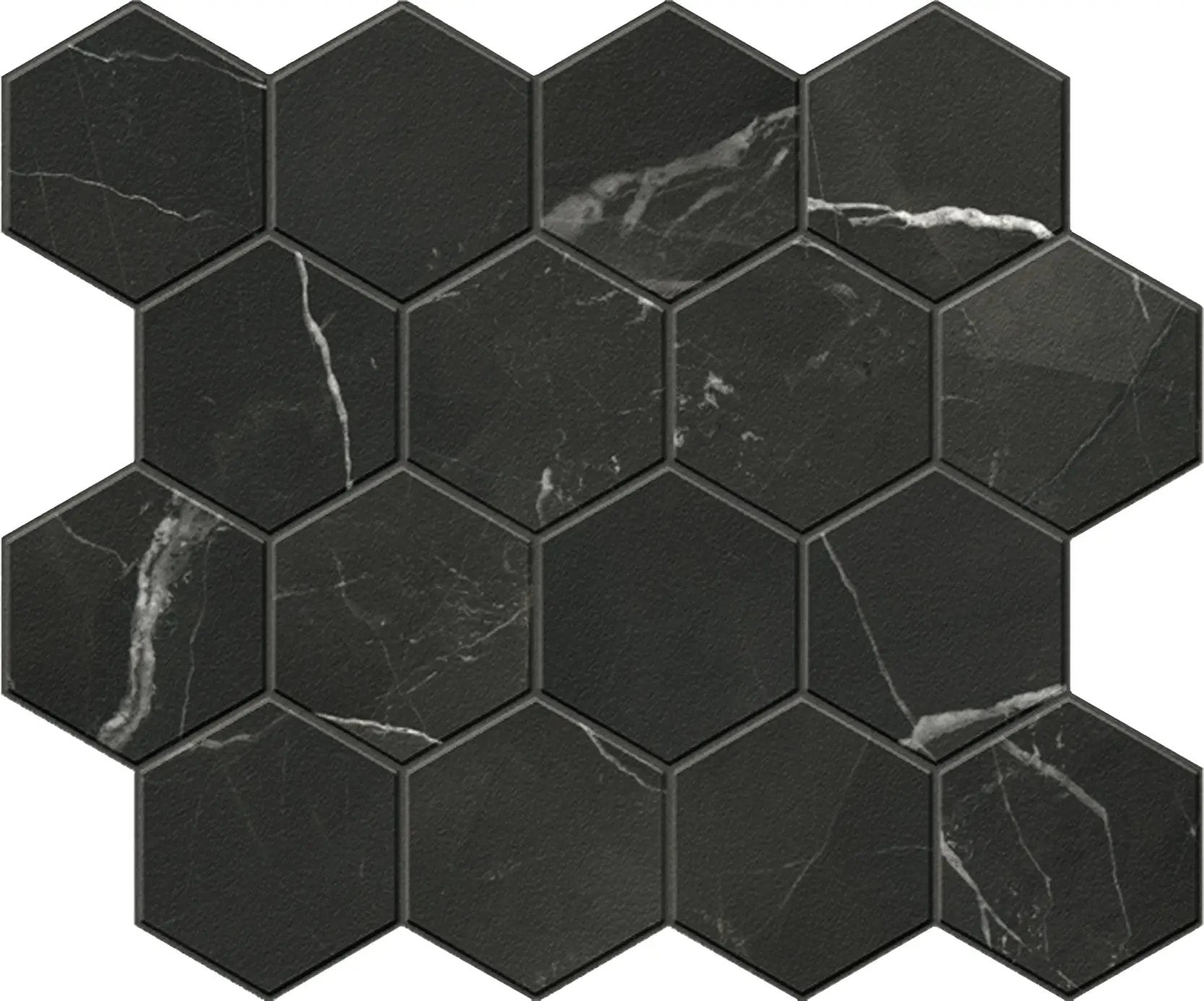Charme Evo Calacatta Black Mosaic D Marble Look Porcelain Mosaics 12x10 by landmarkceramics