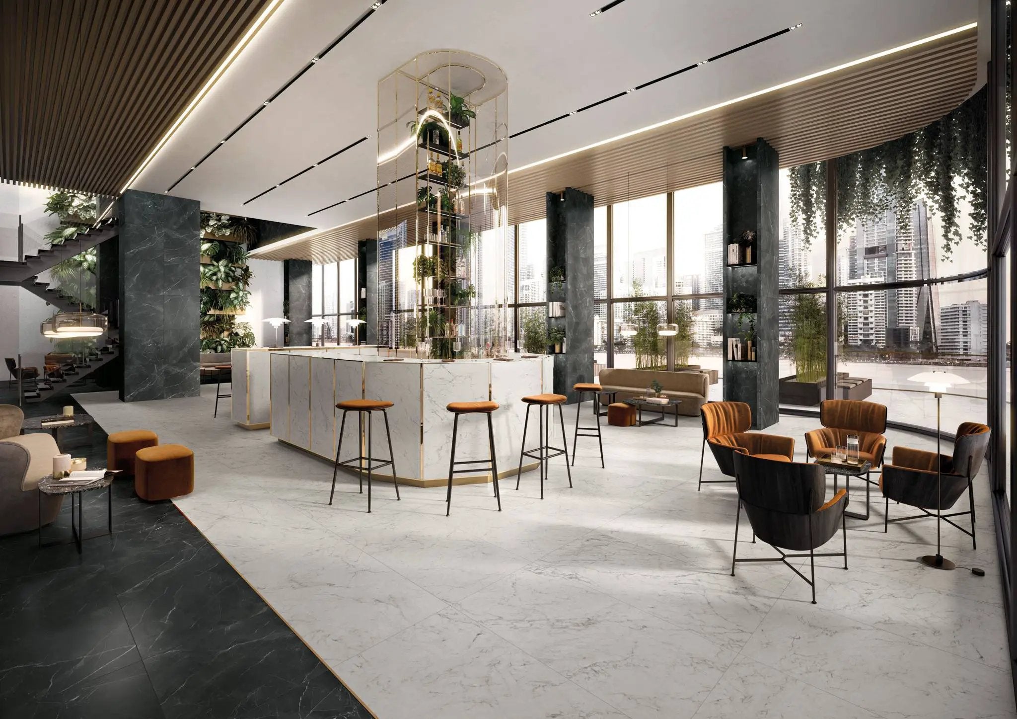 Charme Evo Michelangelo Extra White Marble Look Porcelain Tiles 24x48 by landmarkceramics