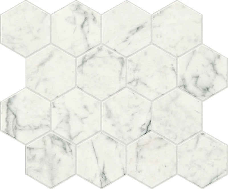 Charme Evo Michelangelo Extra White Mosaic D Marble Look Porcelain Mosaics 12x10 by landmarkceramics