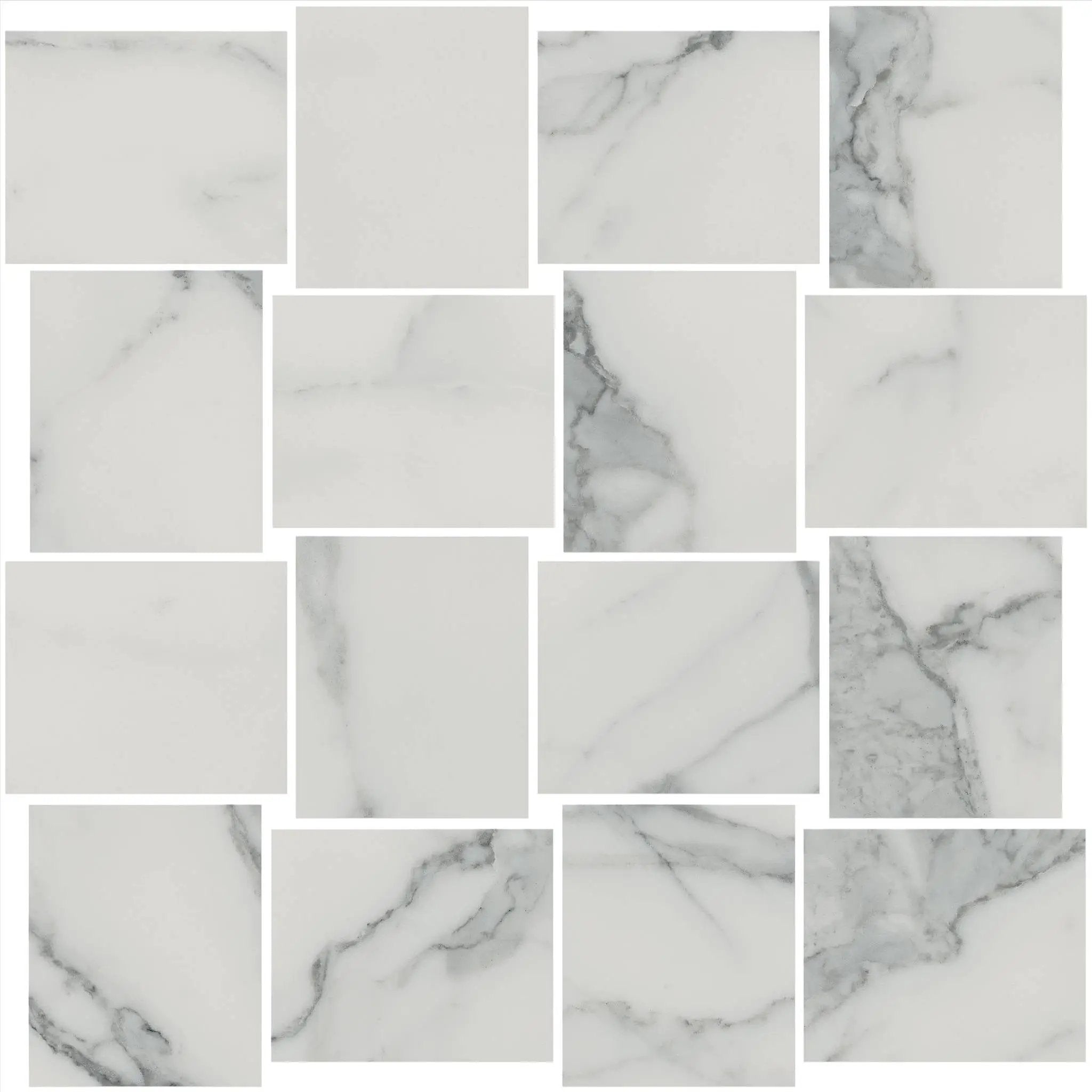 Charme Veined Statuario Mosaic B Marble Look Porcelain Mosaics 12x12 by landmarkceramics