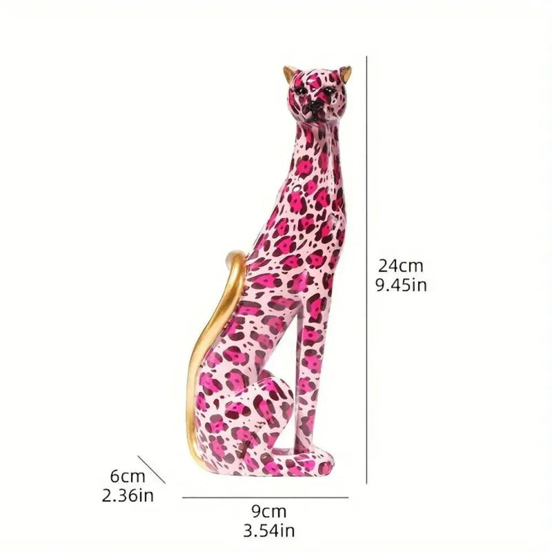 Colorful Cheetah Figurine Modern Artistic Table Decor by House Of Avana